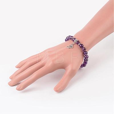 Alloy Om Symbol Charm Bracelets BJEW-JB02377-03-1