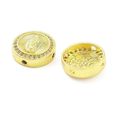 Rack Plating Brass Micro Pave Clear Cubic Zirconia Beads KK-NH0001-10A-G-1