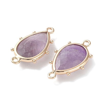 Natural Amethyst Connector Charms G-G012-05G-01-1