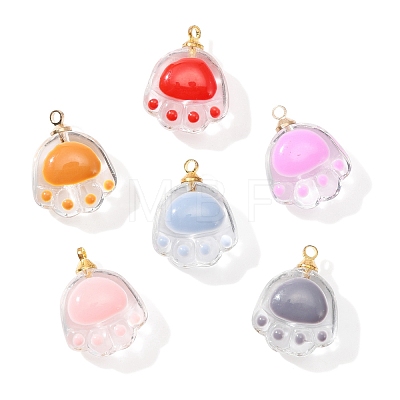 30Pcs 6 Colors Transparent Glass Pendants GLAA-CJ0002-17-1