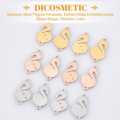 DICOSMETIC 12Pcs 3 Colors 304 Stainless Steel Connector Charms STAS-DC0007-95-1