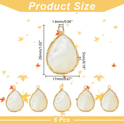 ARRICRAFT 6Pcs Natural White Shell Pendants KK-AR0003-45-1