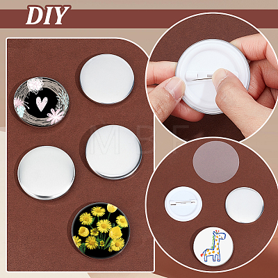 DIY Sublimation Blank Flat Round Brooch Pin Making Kit DIY-WH0430-387A-1