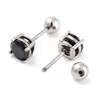 Square 316 Surgical Stainless Steel Pave Cubic Zirconia Ear False Plugs for Women Men EJEW-Z050-33A-01P-1