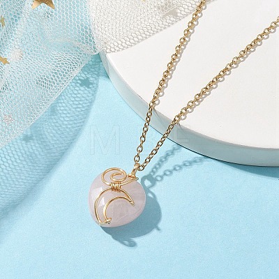 Natural Rose Quartz Heart Pendant Necklaces NJEW-JN04683-02-1