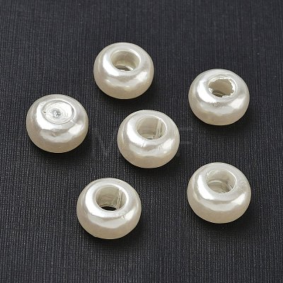 ABS Plastic Imitation Pearl Rondelle Large Hole European Beads MACR-S256-A41-1