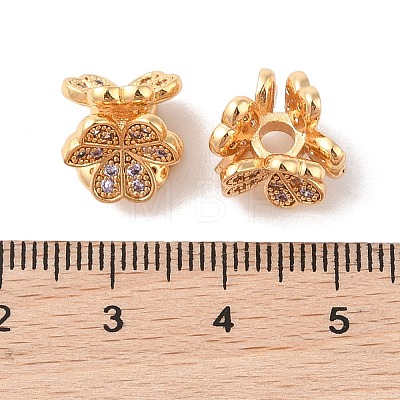 Brass Micro Pave Cubic Zirconia Beads KK-B100-51G-01-1