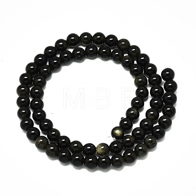 Natural Golden Sheen Obsidian Strands Beads G-R485-09-6mm-1