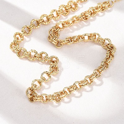 8MM 304 Stainless Steel Textured Double Rolo Chain Necklaces for Women NJEW-G194-05G-01-1
