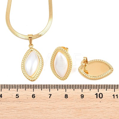 304 Stainless Steel Pendant Necklaces & Stud Earrings Sets SJEW-H002-01A-G-1