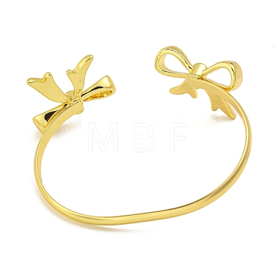 Rack Plating Bowknot Brass Cuff Bangles for Women BJEW-B106-25B-G-1