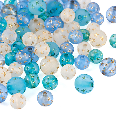 75Pcs 6 Styles Transparent Frosted Resin Beads RESI-TA0002-42-1