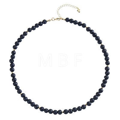 Bohemian 5mm Synthetic Lava Rock Round Beaded Necklaces for Women MF9684-6-1
