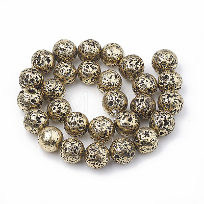 Electroplated Natural Lava Rock Beads Strands X-G-N0321-14A-1