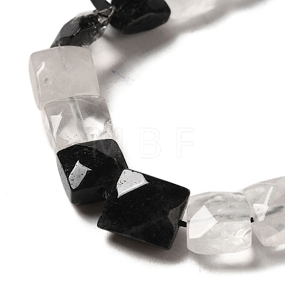 Natural Black Tourmalinated Quartz Beads Strands G-C109-A01-01-1