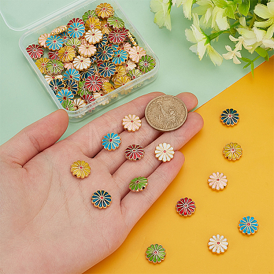 70Pcs 7 Colors Alloy Enamel Beads ENAM-PH0002-89-1