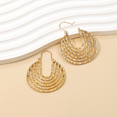 Hollow Line Flat Round Zinc Alloy Hoop Earrings FS-WG56B56-01-1