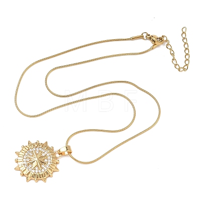 304 Stainless Steel Micro Pave Clear Cubic Zirconia Pendant Necklaces for Women NJEW-Z103-01G-09-1