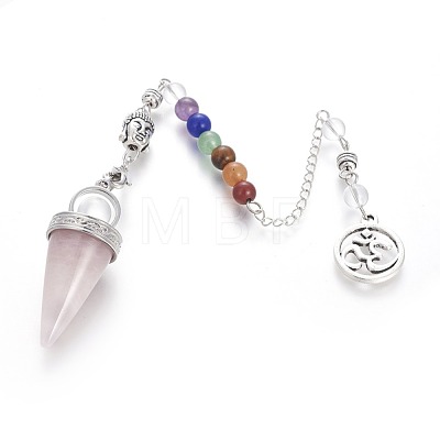 Chakra Jewelry Natural Rose Quartz Cone Dowsing Pendulums G-G771-E06-1