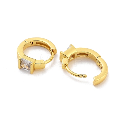 Square Rack Plating Brass with Clear Cubic Zirconia Hoop Earrings for Women EJEW-G409-05G-1