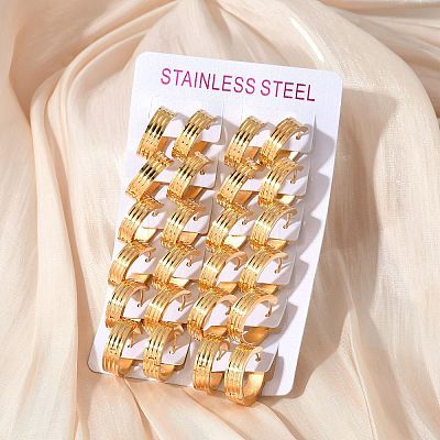 304 Stainless Steel Polishing Effect Hoop Earrings EJEW-M001-40B-G-1