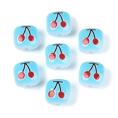 Opaque Printed Acrylic Beads SACR-T018-02-1