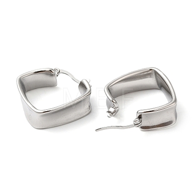 304 Stainless Steel Rhombus Hoop Earrings EJEW-K244-22P-1