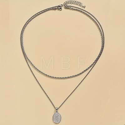 304 Stainless Steel Rope Chain Double Layer Necklaces WG0A8AC-01-1