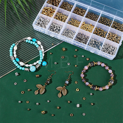   900Pcs 18 Styles Tibetan Style Alloy Spacer Beads Sets TIBEB-PH0005-12-1