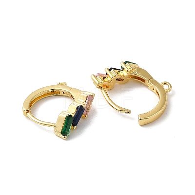 Rack Plating Brass Micro Pave Colorful Cubic Zirconia Hoop Earrings Finding KK-E084-62G-1