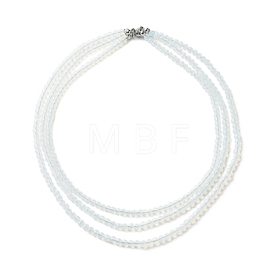 2Pcs 2 Style Opalite Heart Pendant Necklaces Set NJEW-JN04068-1