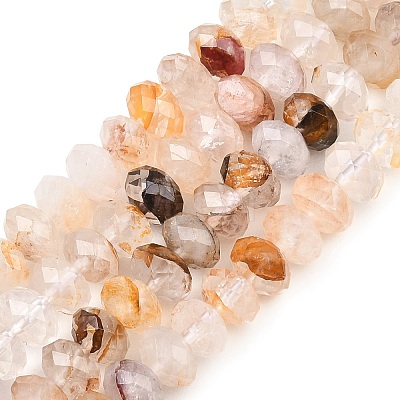 Natural Yellow Hematoid Quartz/Golden Healer Quartz Beads Strands G-C259-A40-5x8mm-1