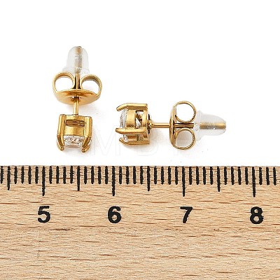 304 Stainless Steel Rhinestone Stud Earrings EJEW-G423-16G-01-1