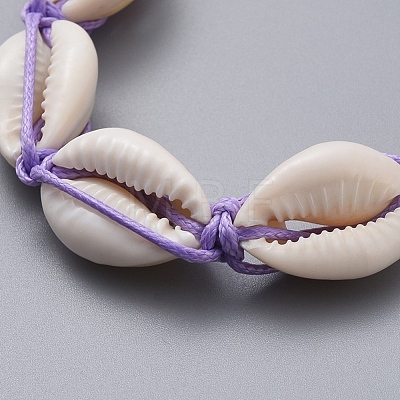 Natural Cowrie Shell Braided Beads Bracelets BJEW-JB05057-03-1