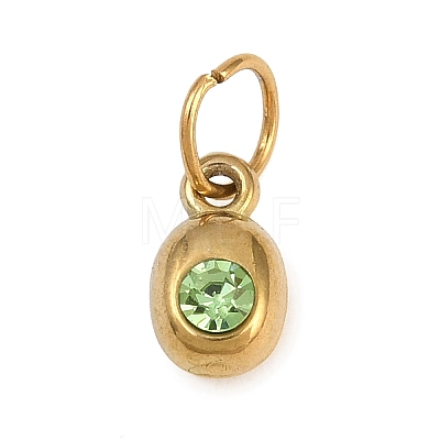 Birthstone 304 Stainless Steel Rhinestone Pendants STAS-L312-02G-04-1