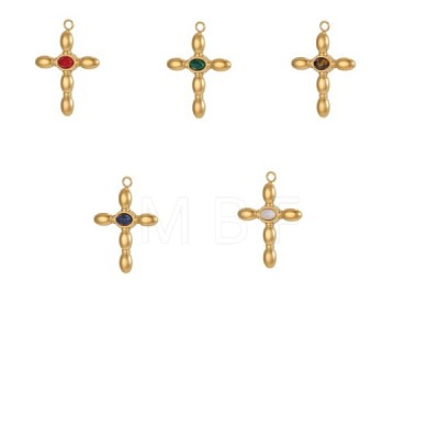 304 Stainless Steel & Natural Gemstone Pendants STAS-OY012-32G-1