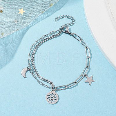 Sun & Moon & Star Charm Bracelets BJEW-JB09844-1