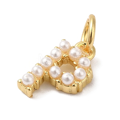 Rack Plating Brass with ABS Plastic Imitation Pearl Charms KK-B092-30P-G-1