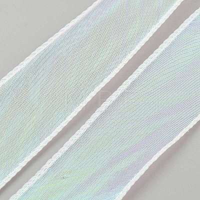 10 Yards Polyester Iridescent Lace Ribbon OCOR-WH20001-12C-1