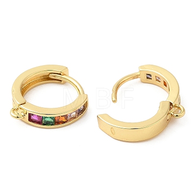 Rack Plating Brass Pave Colorful Cubic Zirconia Hoop Earrings Findings KK-Q781-06G-1