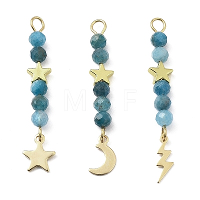 3Pcs 3 Styles Natural Apatite Faceted Round Beaded Pendants PALLOY-JF03604-05-1