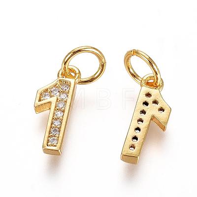 Brass Micro Pave Clear Cubic Zirconia Charms ZIRC-L092-01-G-1