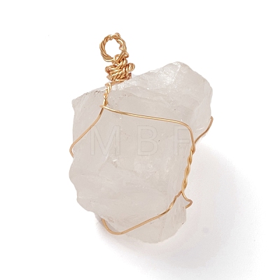 Natural Raw Rough Quartz Crystal Wire Wrapped Pendants PALLOY-JF00575-1