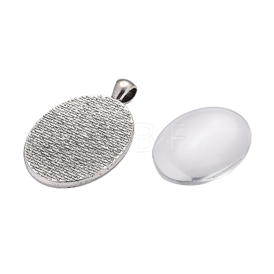 DIY 20pcs Transparent Clear Glass Thumbprint Oval Necklace Kits DIY-ZZ0001-02-1