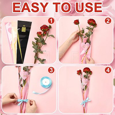 Love Print Transparent PE Cone Flower Sleeves ABAG-FZC0002-001C-1