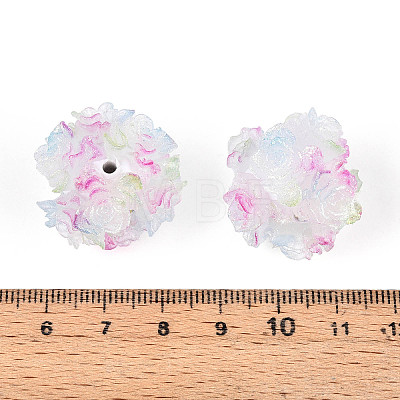 Polymer Clay Rhinestone Beads with Embossed Resin Roses RESI-T059-04M-1