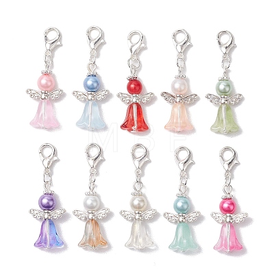 10Pcs 10 Colors Angle Glass Pendant Decorations HJEW-JM02334-02-1