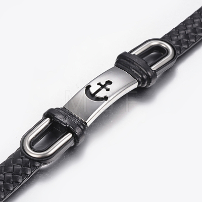 PU Leather Braided Cord Bracelets BJEW-E324-C07-1