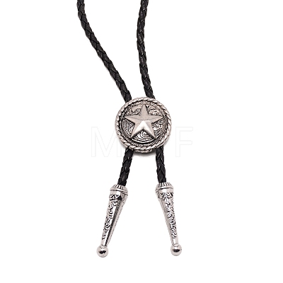 Flat Round with Star Laria Necklace for Men Women NJEW-WH0011-13AS-1