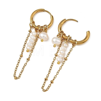 Natural Cultured Freshwater Pearl Hoop Earrings EJEW-JE07491-1